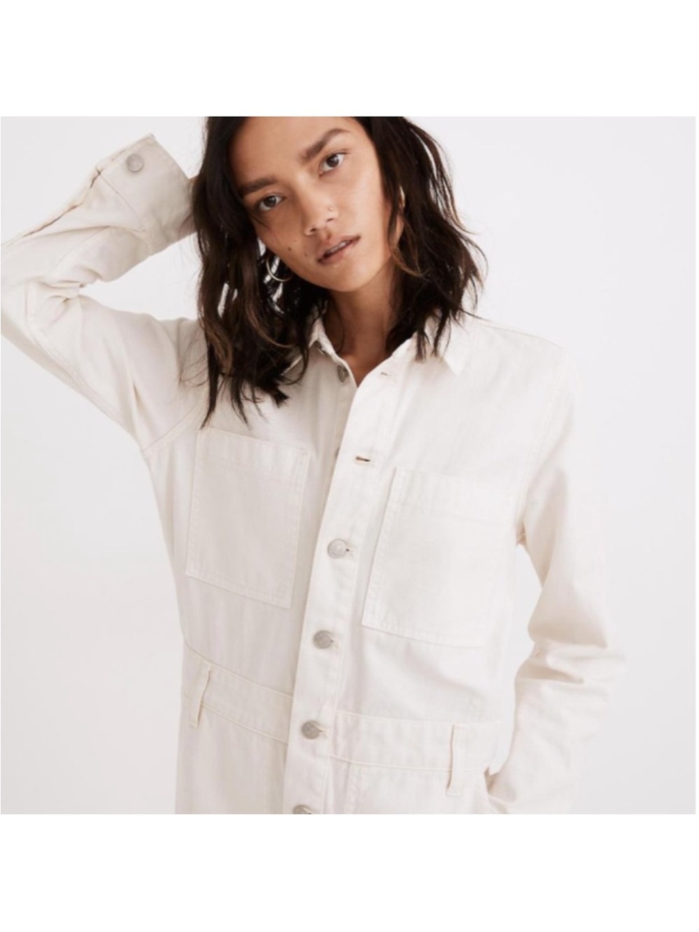Madewell Garment Dyed Relaxed Coverall Jumpsuit In Antique Cream - Picture 15 of 16